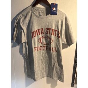 Champion Iowa State Football T-Shirt Mens Medium Gray Short Sleeve NWT NCAA